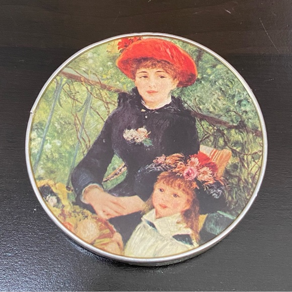 Vintage Compact Mirror Victorian Renoir Two Sisters Double Mirror Made in Japan - Picture 5 of 11